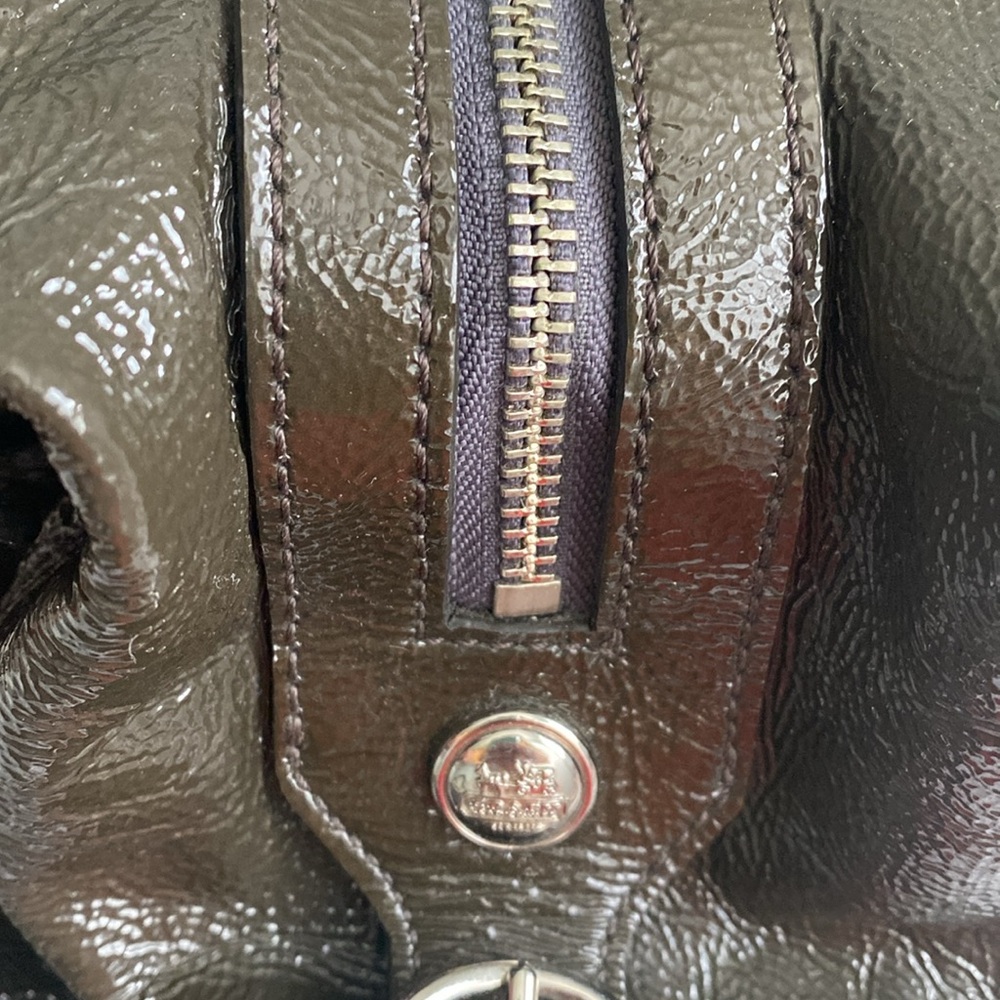 Coach Mia Maggie Graphite Patent Leather Hobo Bag - Picture 15 of 16